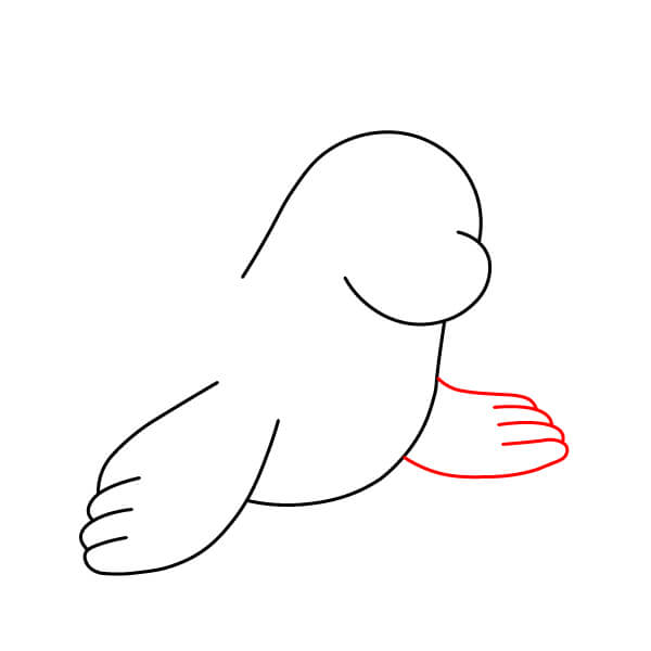 Các bước vẽ sư tử biển đơn giản dành cho người mới bắt đầu và trẻ em - Vây trước bên phải