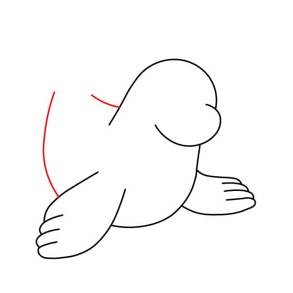 Các bước vẽ sư tử biển đơn giản dành cho người mới bắt đầu và trẻ em - Đường viền phần còn lại của thân