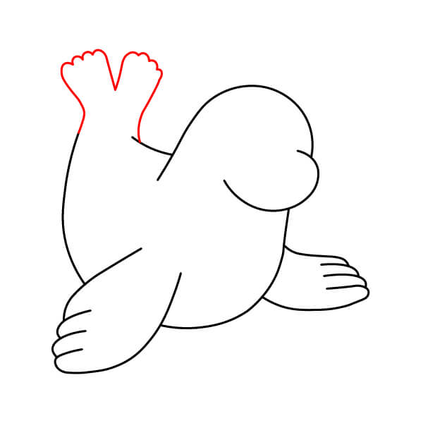 Các bước vẽ sư tử biển đơn giản dành cho người mới bắt đầu và trẻ em - Vây đuôi