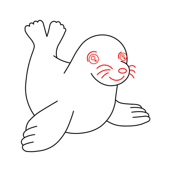 Các bước vẽ sư tử biển đơn giản dành cho người mới bắt đầu và trẻ em - Chi tiết khuôn mặt