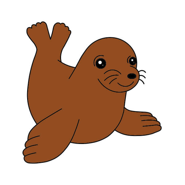 Các bước vẽ sư tử biển đơn giản dành cho người mới bắt đầu và trẻ em - Tô màu