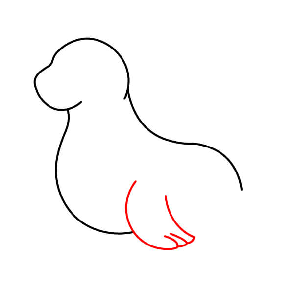 Bài học vẽ sư tử biển thân thiện với trẻ em - Vây trước bên phải