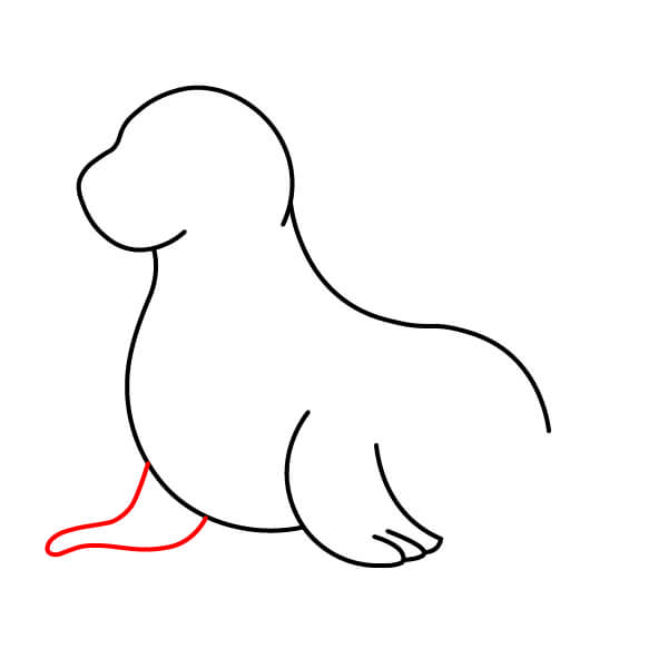 Bài học vẽ sư tử biển thân thiện với trẻ em - Vây trước bên trái