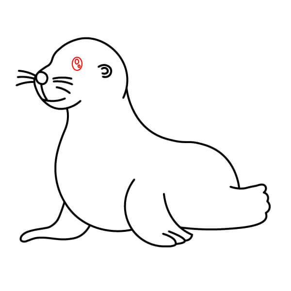 Bài học vẽ sư tử biển thân thiện với trẻ em - Mắt