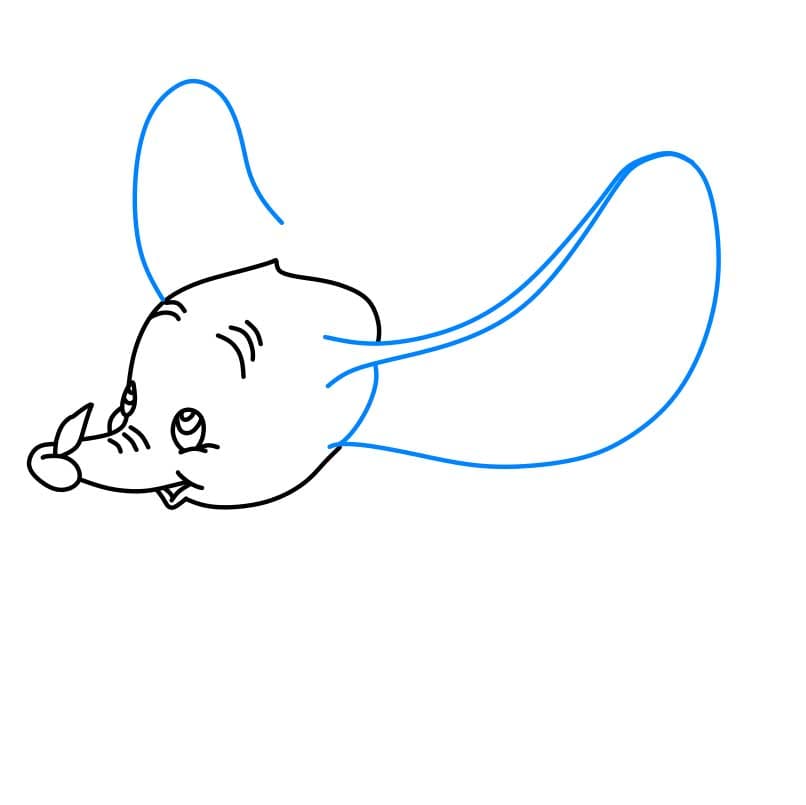 Hướng dẫn cách vẽ chú voi Dumbo đang bay - Bước 4