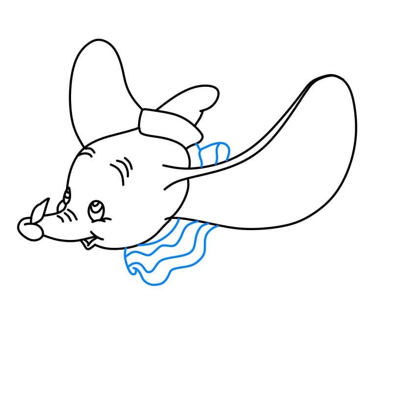 Hướng dẫn cách vẽ chú voi Dumbo đang bay - Bước 5