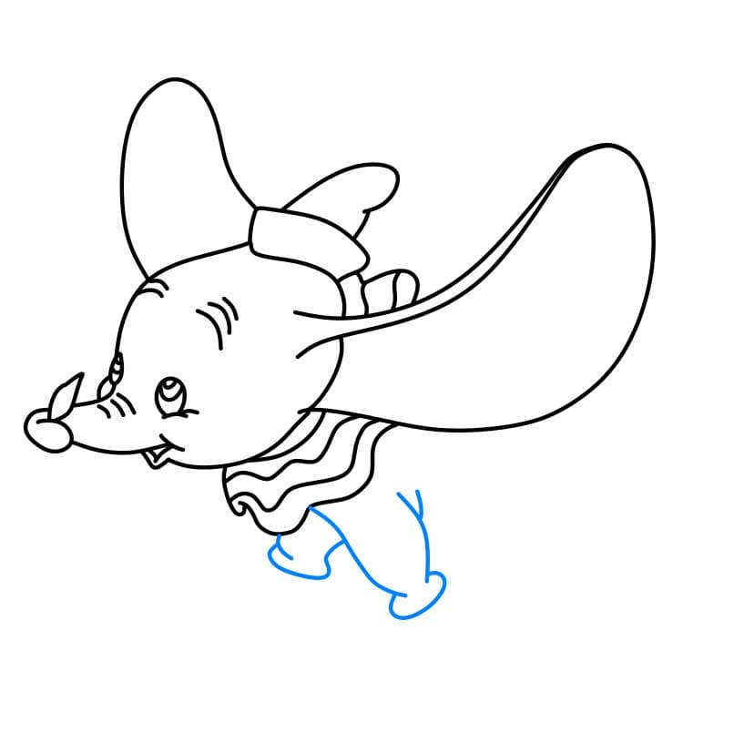 Hướng dẫn cách vẽ chú voi Dumbo đang bay - Bước 6