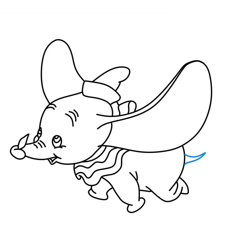 Hướng dẫn cách vẽ chú voi Dumbo đang bay - Bước 7