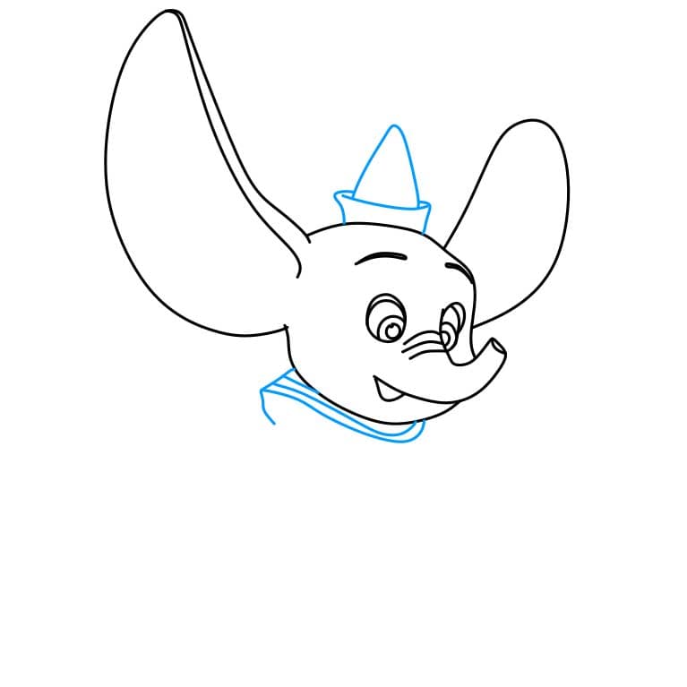 Hướng dẫn cách vẽ Dumbo đang nhảy lên đơn giản - Bước 4