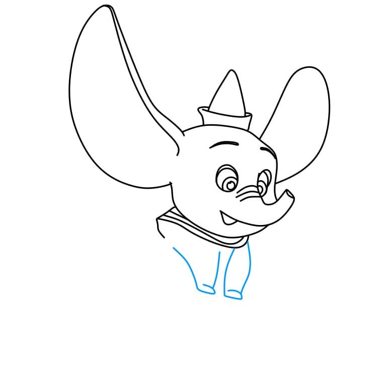 Hướng dẫn cách vẽ Dumbo đang nhảy lên đơn giản - Bước 5