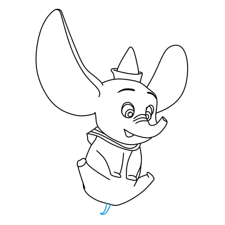 Hướng dẫn cách vẽ Dumbo đang nhảy lên đơn giản - Bước 6