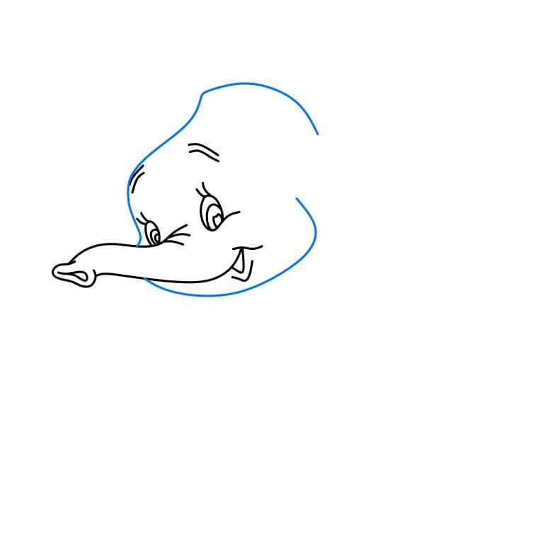 Hướng dẫn cách vẽ Dumbo đang ngồi đơn giản - Bước 3