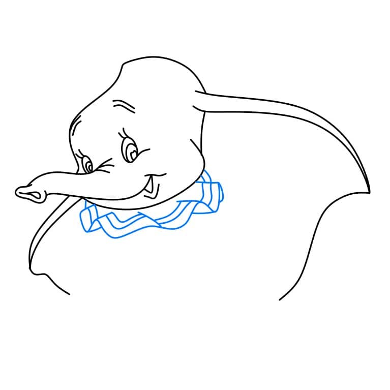 Hướng dẫn cách vẽ Dumbo đang ngồi đơn giản - Bước 4