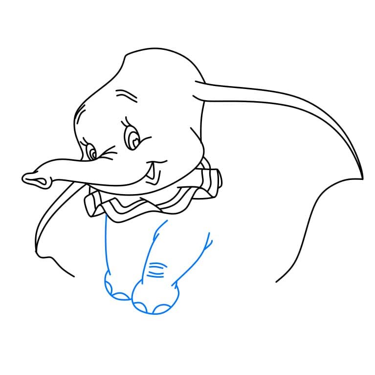 Hướng dẫn cách vẽ Dumbo đang ngồi đơn giản - Bước 5