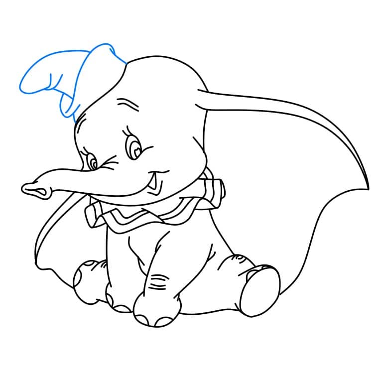 Hướng dẫn cách vẽ Dumbo đang ngồi đơn giản - Bước 6