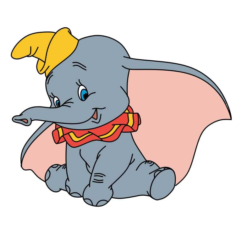 Hướng dẫn cách vẽ Dumbo đang ngồi đơn giản - Bước 7