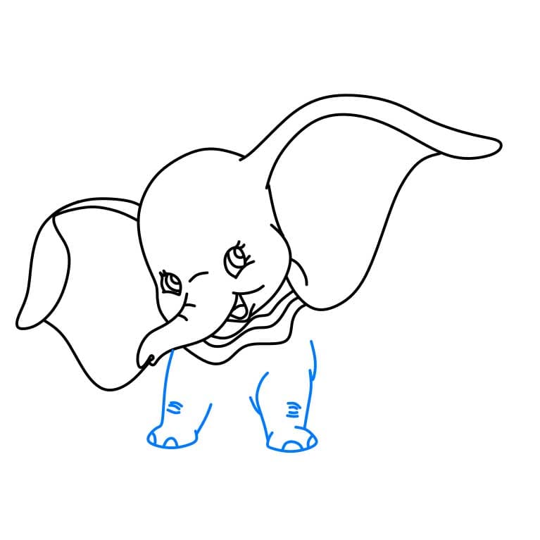 Hướng dẫn cách vẽ Dumbo đơn giản và đẹp cho bé - Bước 4