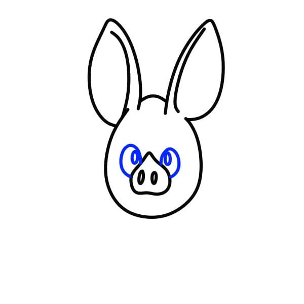 Hướng dẫn vẽ con dơi mặt heo - Bước 4