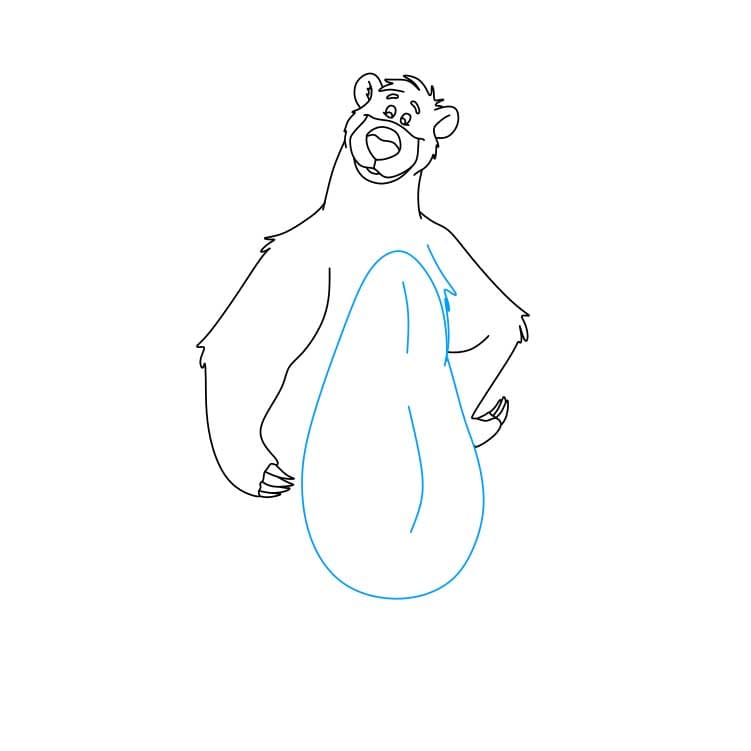 Hướng dẫn cách vẽ gấu Baloo chi tiết từng bước cho bé - Bước 4