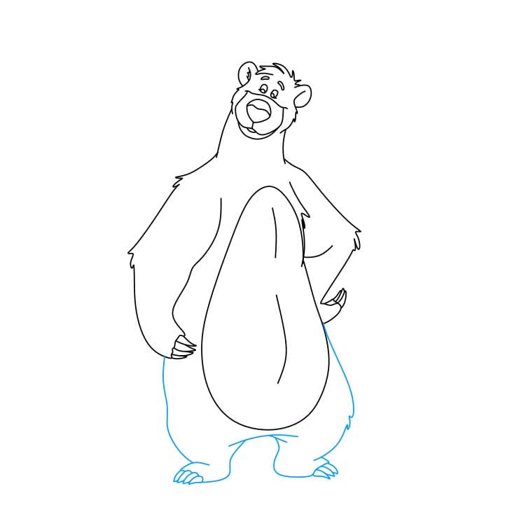 Hướng dẫn cách vẽ gấu Baloo chi tiết từng bước cho bé - Bước 5