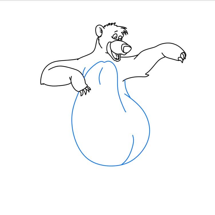 Hướng dẫn vẽ gấu Baloo đơn giản dễ thương - Bước 4