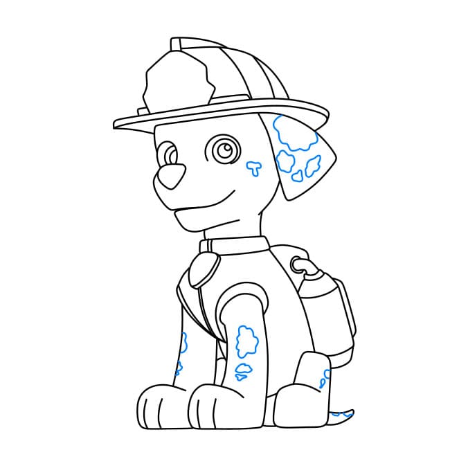 Hướng dẫn cách vẽ chú chó siêu anh hùng – Marshall đơn giản và đẹp - Bước 8