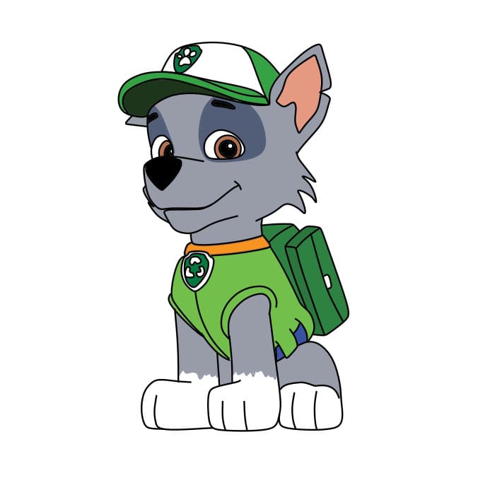 Hướng dẫn cách vẽ chú chó siêu anh hùng – Rocky đơn giản và đẹp - Bước 8