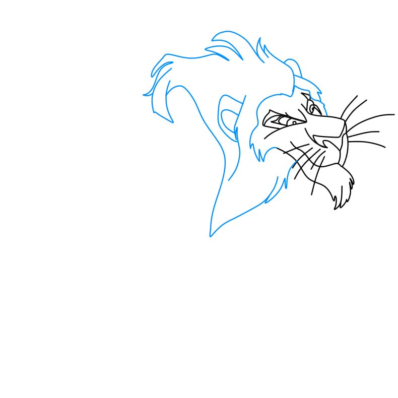 Hướng dẫn cách vẽ nhân vật Scar (from The Lion King) đơn giản cho bé - Bước 3