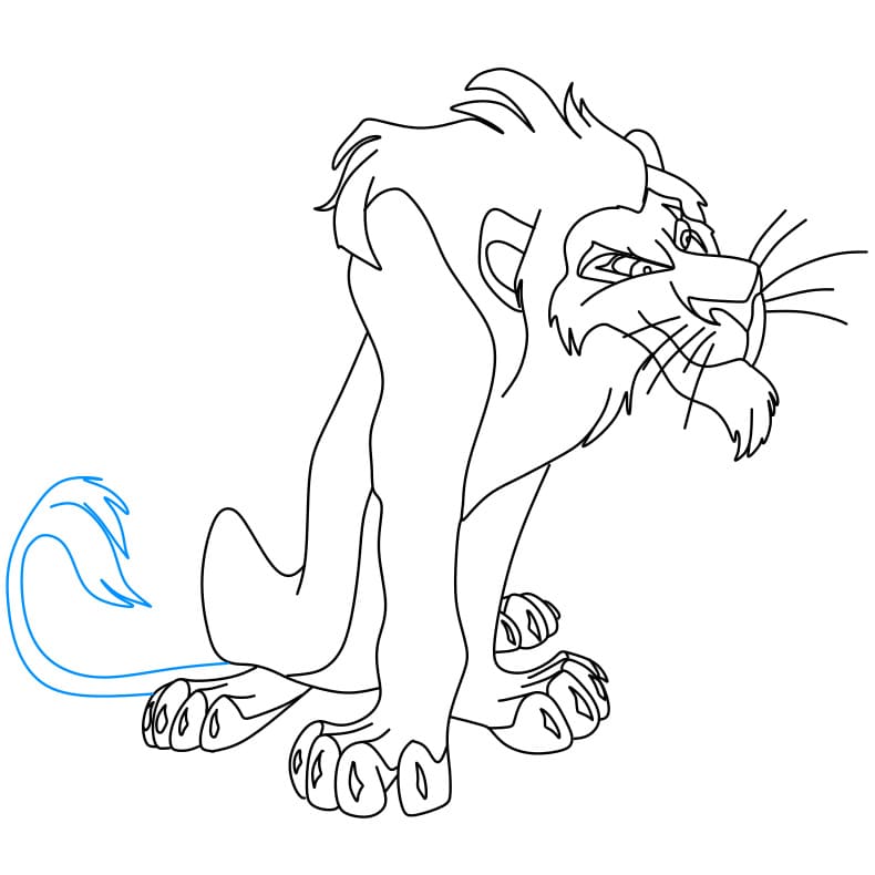 Hướng dẫn cách vẽ nhân vật Scar (from The Lion King) đơn giản cho bé - Bước 6