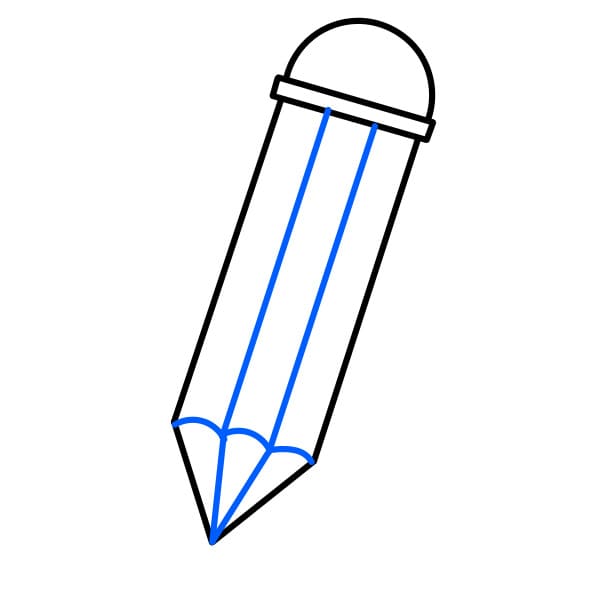 Hướng dẫn vẽ chiếc bút chì có tẩy hình tròn - Bước 4