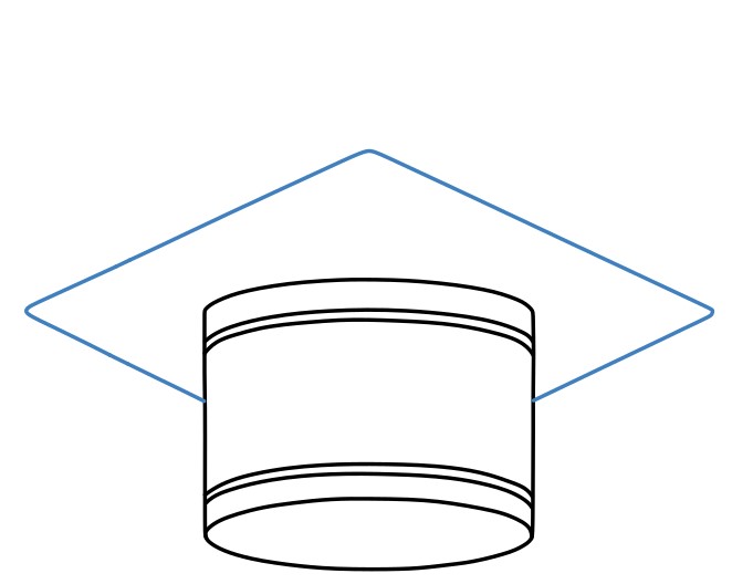 Hướng dẫn vẽ chiếc mũ tốt nghiệp màu đen viền vàng. - Bước 3