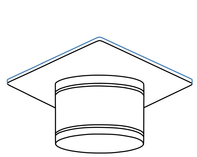 Hướng dẫn vẽ chiếc mũ tốt nghiệp màu đen viền vàng. - Bước 4