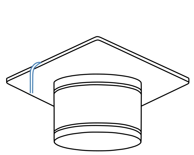 Hướng dẫn vẽ chiếc mũ tốt nghiệp màu đen viền vàng. - Bước 5