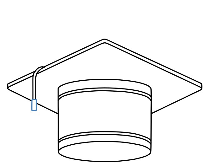 Hướng dẫn vẽ chiếc mũ tốt nghiệp màu đen viền vàng. - Bước 6
