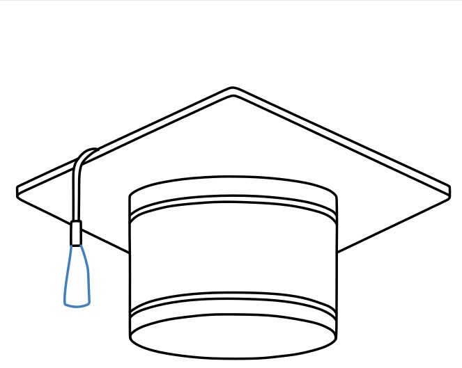 Hướng dẫn vẽ chiếc mũ tốt nghiệp màu đen viền vàng. - Bước 7