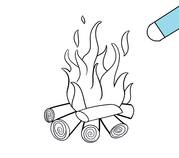 Hướng dẫn cách vẽ ngọn lửa chi tiết từng bước cho bé - Bước 4