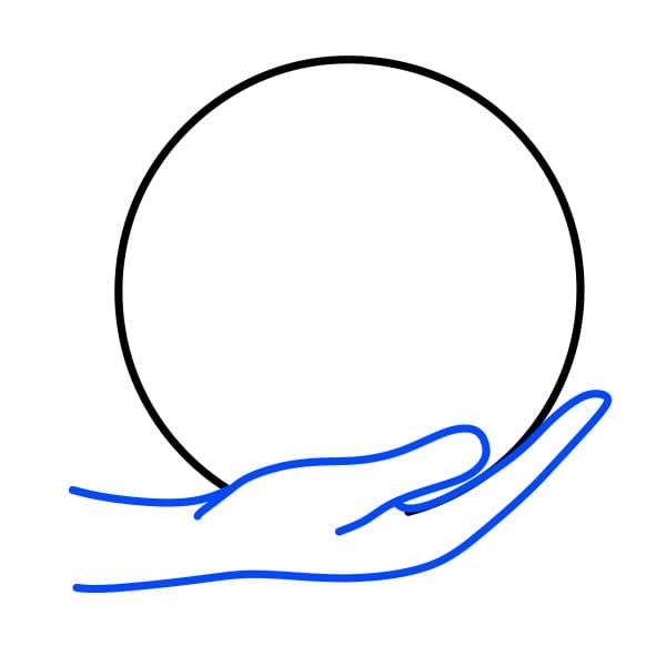 Hướng dẫn vẽ trái đất nằm trong bàn tay - Bước 2