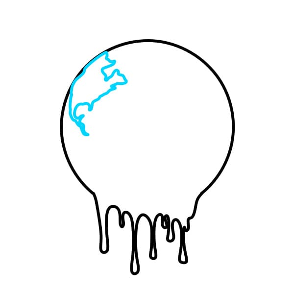 Hướng dẫn vẽ trái đất bị tan chảy - Bước 3