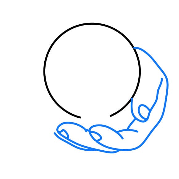 Hướng dẫn vẽ trái đất nằm trong bàn tay - Bước 2