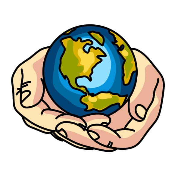 Hướng dẫn vẽ trái đất nằm trong bàn tay - Bước 4