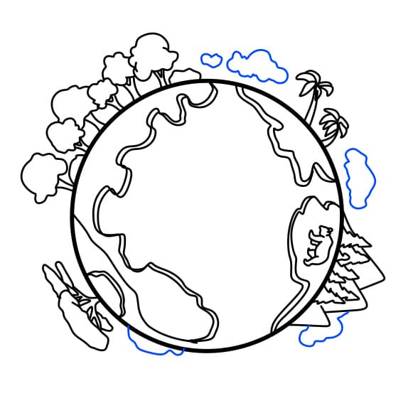 Hướng dẫn vẽ hệ sinh thái trên trái đất - Bước 4