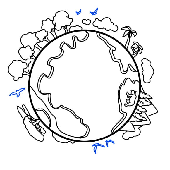 Hướng dẫn vẽ hệ sinh thái trên trái đất - Bước 5