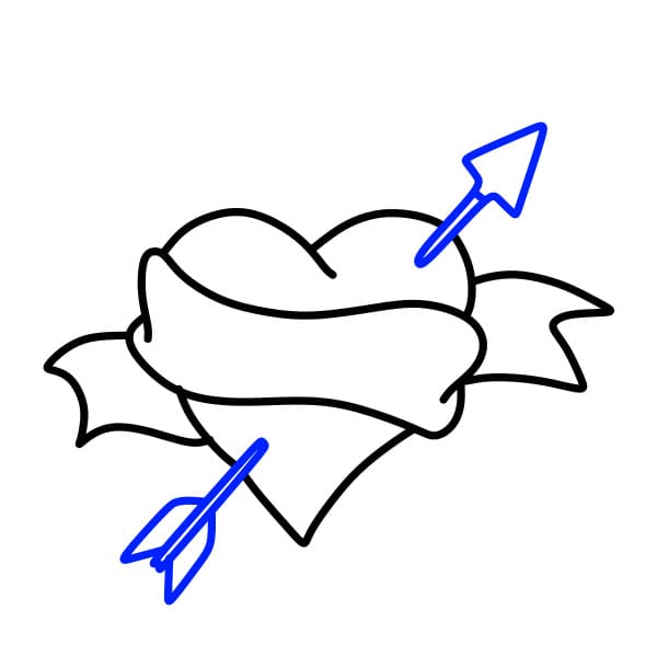 Hướng dẫn vẽ trái tim có mũi tên xuyên qua - Bước 3