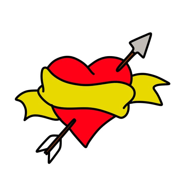 Hướng dẫn vẽ trái tim có mũi tên xuyên qua - Bước 4