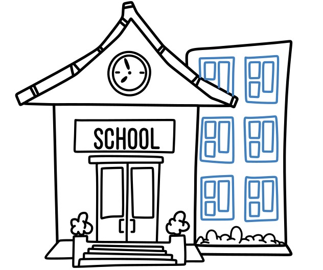 Hướng dẫn vẽ một ngôi trường học hiện đại. - Bước 11