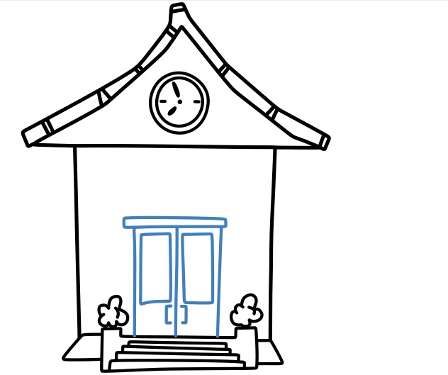 Hướng dẫn vẽ một ngôi trường học hiện đại. - Bước 7