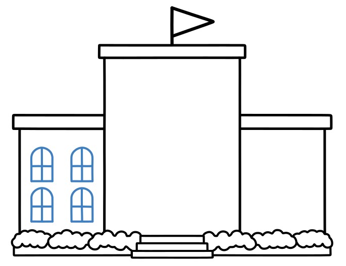 Hướng dẫn vẽ một trường học lớn. - Bước 6