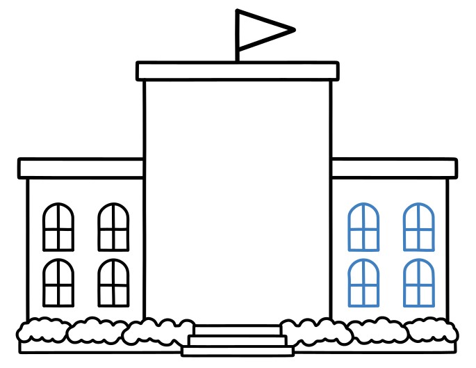 Hướng dẫn vẽ một trường học lớn. - Bước 7