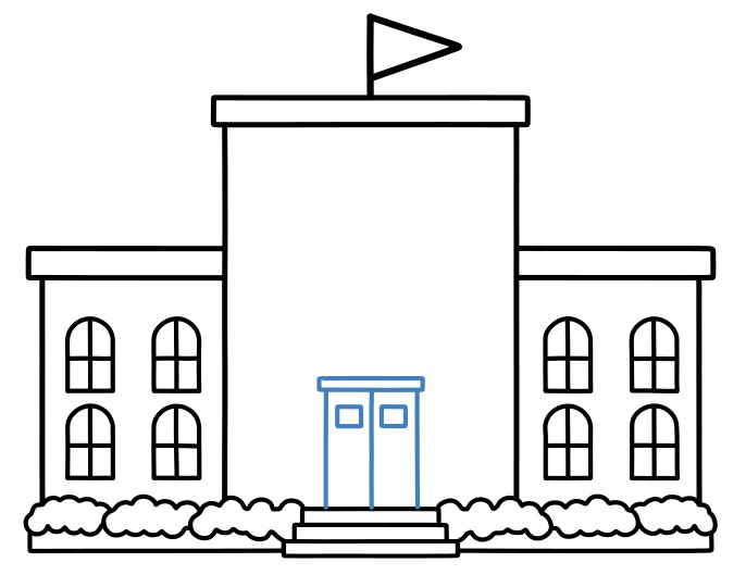 Hướng dẫn vẽ một trường học lớn. - Bước 8