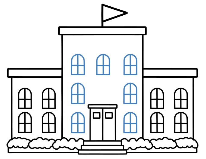 Hướng dẫn vẽ một trường học lớn. - Bước 9